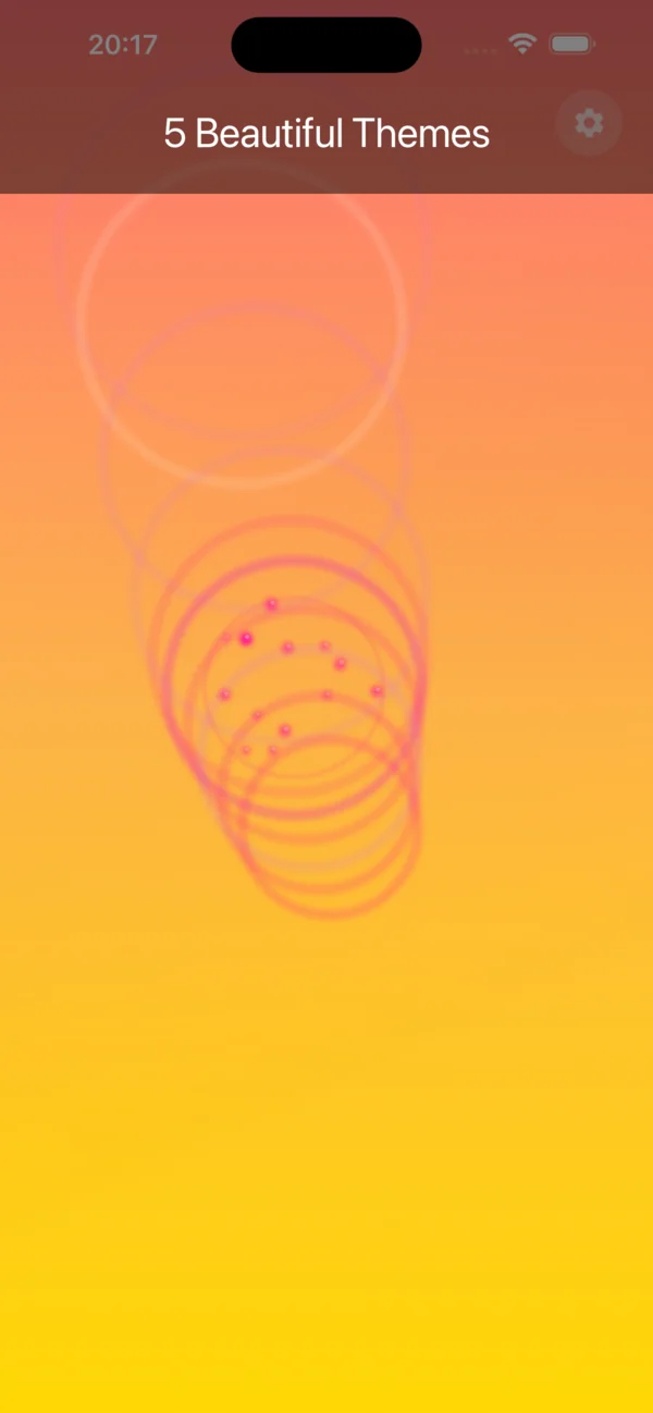 Five beautiful themes: the same ripples in the warm Sunset palette.